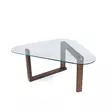 Walnut-värinen 100% massiivipuinen sohvapöytä, karkaistu lasikehys, mitat: 96x41x81 cm, tyylikäs ja kestävä - Sohvat - 8682870558502 - 1