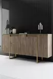 Walnut Gold Olohuoneen Kalustesetti - 100% Melamiinipinnoitettu - Metallijalat - Konsoli, TV-taso, Sohvapöytä - Huonekalut - 8684282178262 - 4