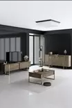 Walnut Gold Olohuoneen Kalustesetti - 100% Melamiinipinnoitettu - Metallijalat - Konsoli, TV-taso, Sohvapöytä - Huonekalut - 8684282178262 - 2