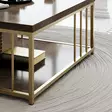 Walnut Gold sohvapöytä - 100% Melamiinipinnoitettu Lastulevy, Metallijalat, 90x90x40 cm, Tyylikäs ja Kestävä - Sohvapöydät - 8683743791262 - 5