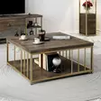 Walnut Gold sohvapöytä - 100% Melamiinipinnoitettu Lastulevy, Metallijalat, 90x90x40 cm, Tyylikäs ja Kestävä - Sohvapöydät - 8683743791262 - 2