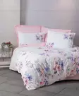 Yhden hengen pussilakanasetti Ranforce, pinkki valkoinen violetti, 160 x 220 cm, pehmeä, kestävä - Lakanat ja tyynyliinat - 8683342863612 - 1