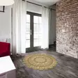Ylellinen eteisen matto käytävämatto 100x100 cm - Kermanvärinen, 100% Polyesteri, Antibakteerinen, Konepestävä, Liukumaton Pohja - Pyöreät matot - 8683342006422 - 2
