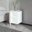 Yöpöytä - Valkoinen Kulta, 100% Melamiinipinnoitettu Lastulevy, 18 mm, 40x60x35 cm, Useita Hyllyjä, Kiinnitettävä Seinäkiinnitys - Yöpöydät - 8684282548522 - 5