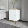 Yöpöytä - Valkoinen Kulta, 100% Melamiinipinnoitettu Lastulevy, 18 mm, 40x60x35 cm, Useita Hyllyjä, Kiinnitettävä Seinäkiinnitys - Yöpöydät - 8684282548522 - 2