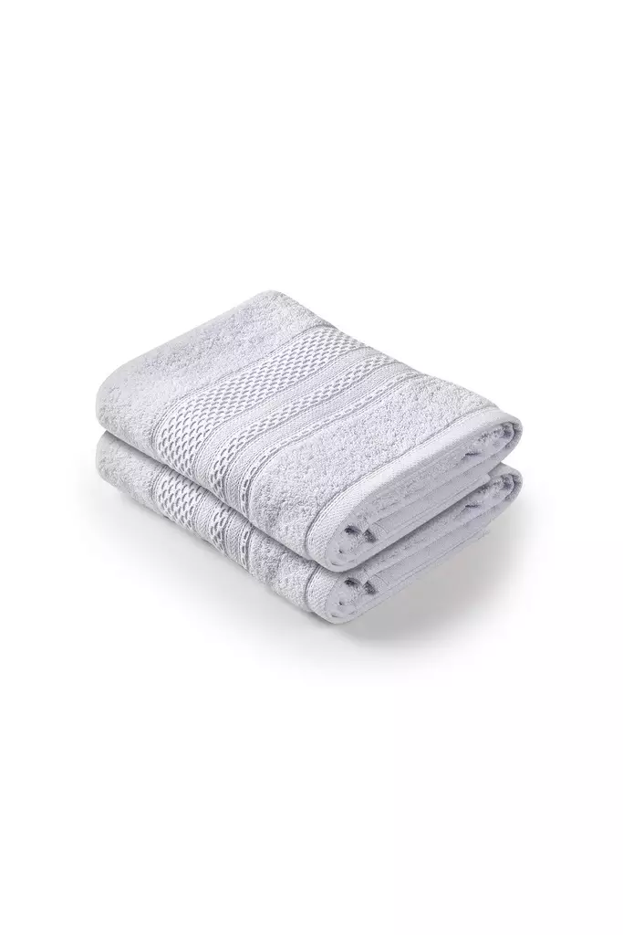 100% Puuvillaiset Käsipyyhkeet 2 kpl - Harmaa, 50x90 cm, 450 gr/m², Konepesu 40°C, Tyylikäs ja Imukykyinen - Pyyhkeet ja kylpytakit - 8684283056712 - 1