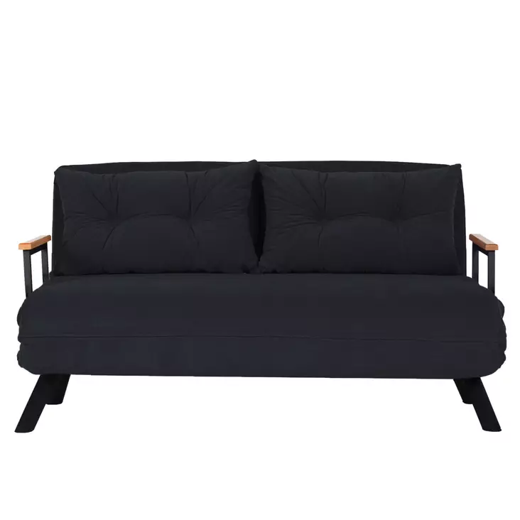 2-istuttava vuodesohva, musta, 175 cm syvä, 133 cm leveä, kestävä - Vuodesohvat - 8683342998772 - 1