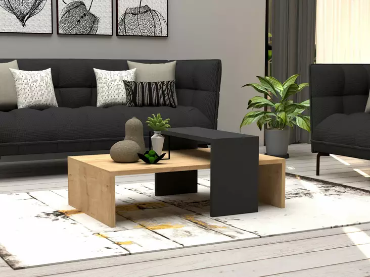 Skandinaavinen Sapphire Anthracite Sohvapöytä - 100% Melamiinipinnoitettu, 80x31,8x50 cm, Lisäsäilytystila, Monikäyttöinen - Sohvat - 8681875449662 - 1