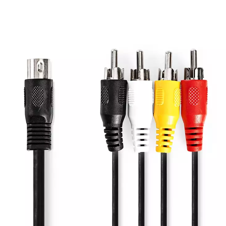 DIN Audiokaapeli | DIN 5-Pin uros | 4x RCA uros | Niklattu | 1.00 m | Pyöreä | PVC | Musta | Label - Audiokaapelit - 5412810419852 - 1
