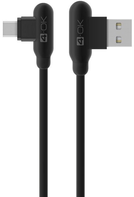Datakaapeli MicroUSB kulma 1m musta, 4-OK - Micro-USB -kaapelit - 8428728105272 - 1
