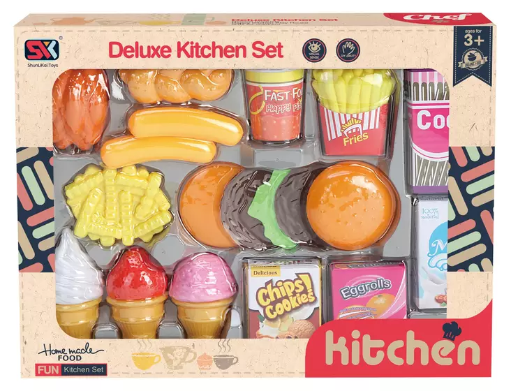 Deluxe kitchen leikkiruoka - Kotileikki ja kauppaleikki - 6438484012402 - 1