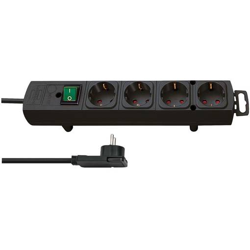 Jatkopistorasia 4-Paikkaa 2 m Musta - 4 x Maadoitettu Virtaliitin TYPE F - Jatkojohdot - 4007123641062 - 1