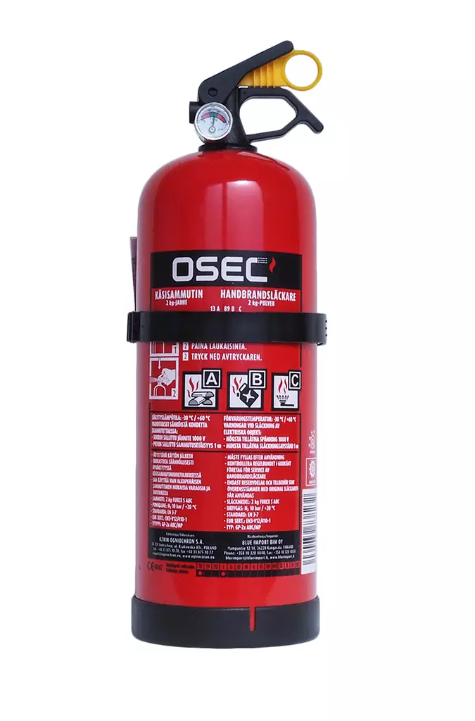 Jauhesammutin 2 kg OSEC 13A 89B C vene - Sammutusvälineet - 6430039738232 - 2