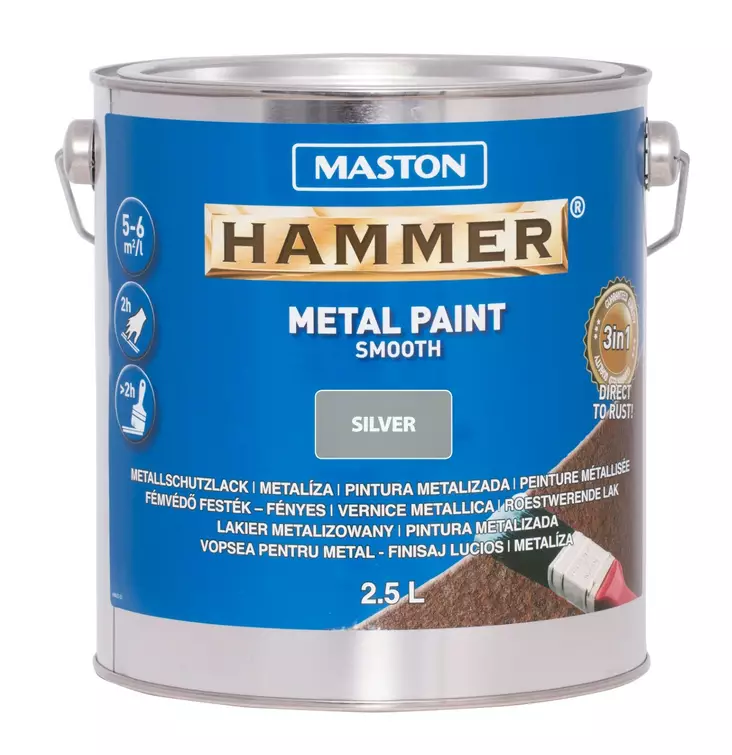 Maali Hammer Sile=C3=A4 hopea 2.5 L - Metalli- ja kalustemaalit - 6412490012182 - 1