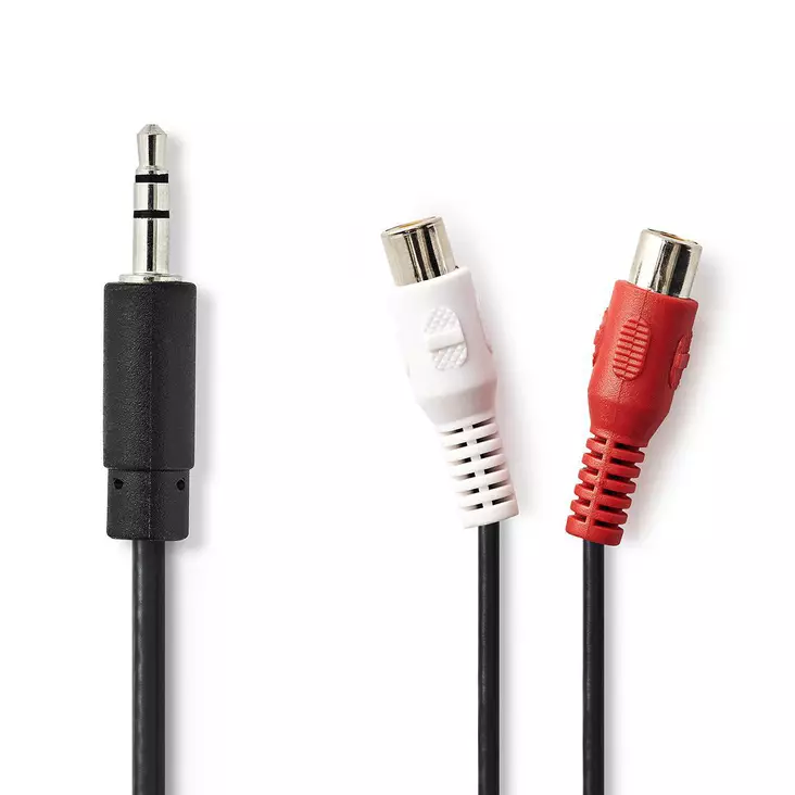 Stereoäänikaapeli | 3.5 mm uros | 2x RCA Naaras | Niklattu | 0.20 m | Pyöreä | Laatikko - Audiokaapelit - 5412810288182 - 1