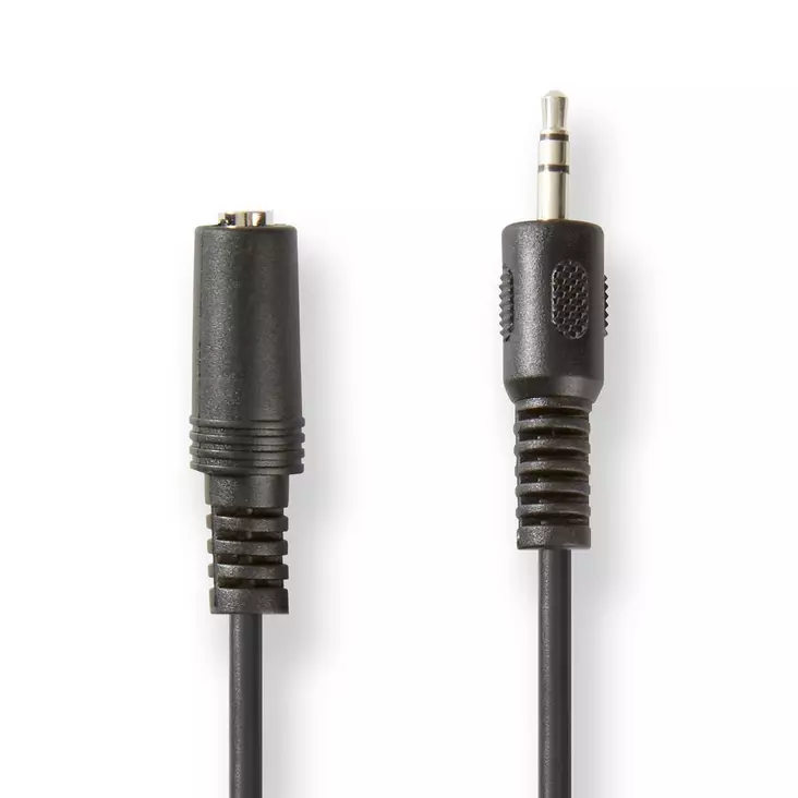 Stereoäänikaapeli | 3.5 mm uros | 3.5 mm naaras | Niklattu | 5.00 m | Pyöreä | Musta | Panta - Audiokaapelit - 5412810324552 - 1