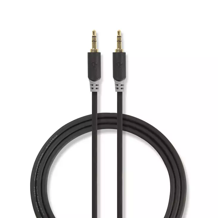 Stereoäänikaapeli | 3.5 mm uros | 3.5 mm uros | Kullattu | 2.00 m | Pyöreä | Antrasiitti | Laatikko - Audiokaapelit - 5412810264902 - 1