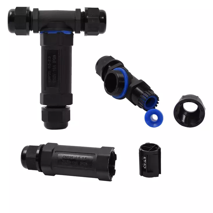 T-jatkoliitin 3-napainen IP68 - Jakorasiat ja liittimet - 6438152087602 - 1