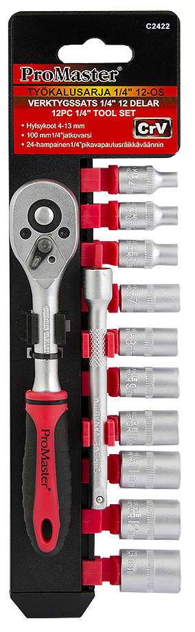 Työkalusarja 1/4" 12-os. - Hylsyt ja hylsysarjat - 6420286824222 - 1