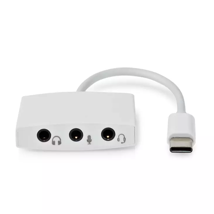USB-C Sovitin | USB 2.0 | USB-C Uros | 3.5 mm naaras | 0.10 m | Pyöreä | Niklattu | ABS/PVC | Valkoinen | Kirjekuori - USB-sovittimet ja telakointi - 5412810413232 - 10