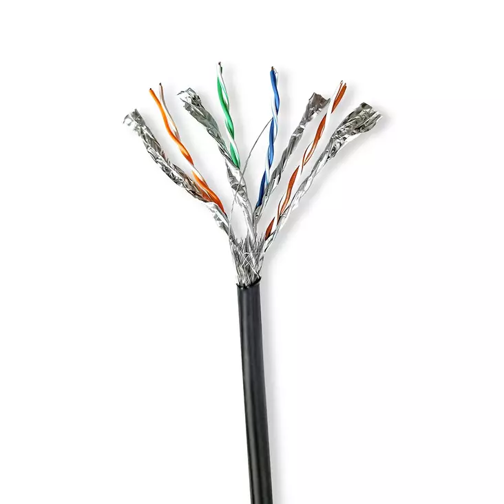 CAT7 verkkokaapelin rulla | Kiinteä | S/FTP | Kupari | 100 m | Ulkokäyttöinen | Pyöreä | PE | Musta | Vetolaatikko - Tietokone ja verkko - 5412810402052 - 10
