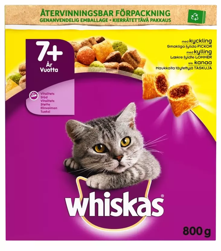 Whiskas 7+ senior 800g Kanaa P=C3=A4=C3=A4kuva - Kuivaruoka - 5900951294112 - 1