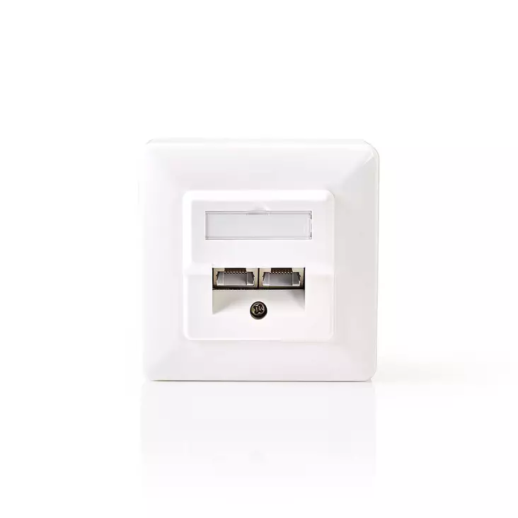 Verkon seinärasia | Flush Mount | 2-Porttinen port(s) | CAT5e | Suora | Naaras | Kullattu | ABS-Muovi | Valkoinen | Laatikko - Tietokone ja verkko - 5412810289332 - 10