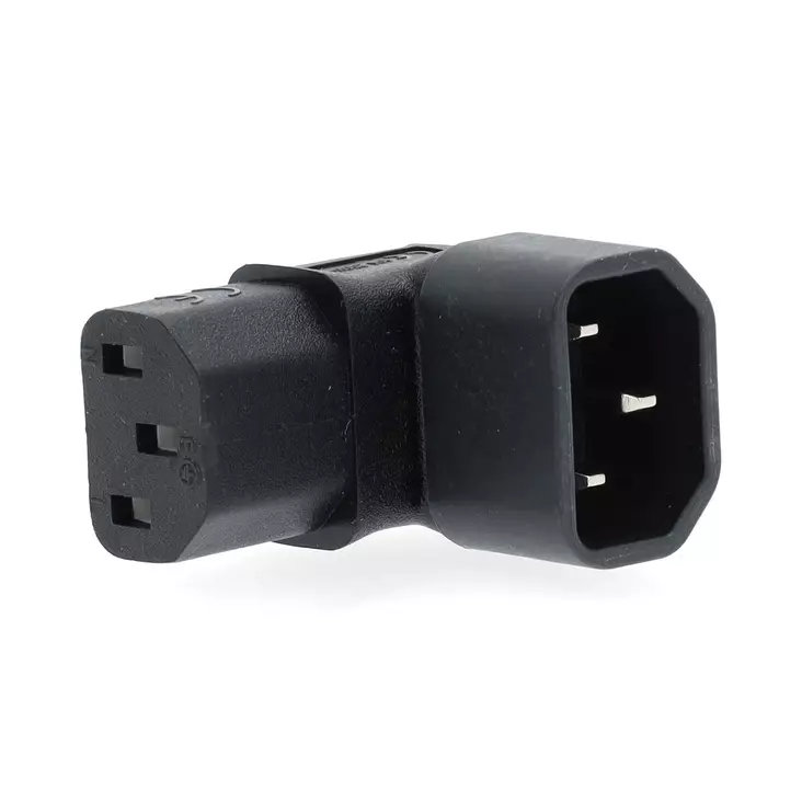 Laajennus Plug | IEC-320-C13 | IEC-320-C14 | Kulma, 90 ° | Niklattu | PVC | Musta | Laatikko | 1 kpl - Nedis tuotteet - 5412810427642 - 1