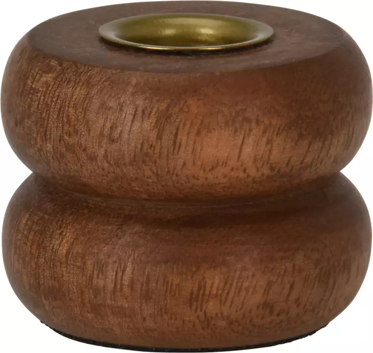 Mangopuinen kynttilänjalka 5cm, lämmin pähkinänsävy, minimalistinen skandinaavinen sisustus - Kynttilät ja lyhdyt - 8720573752152 - 1