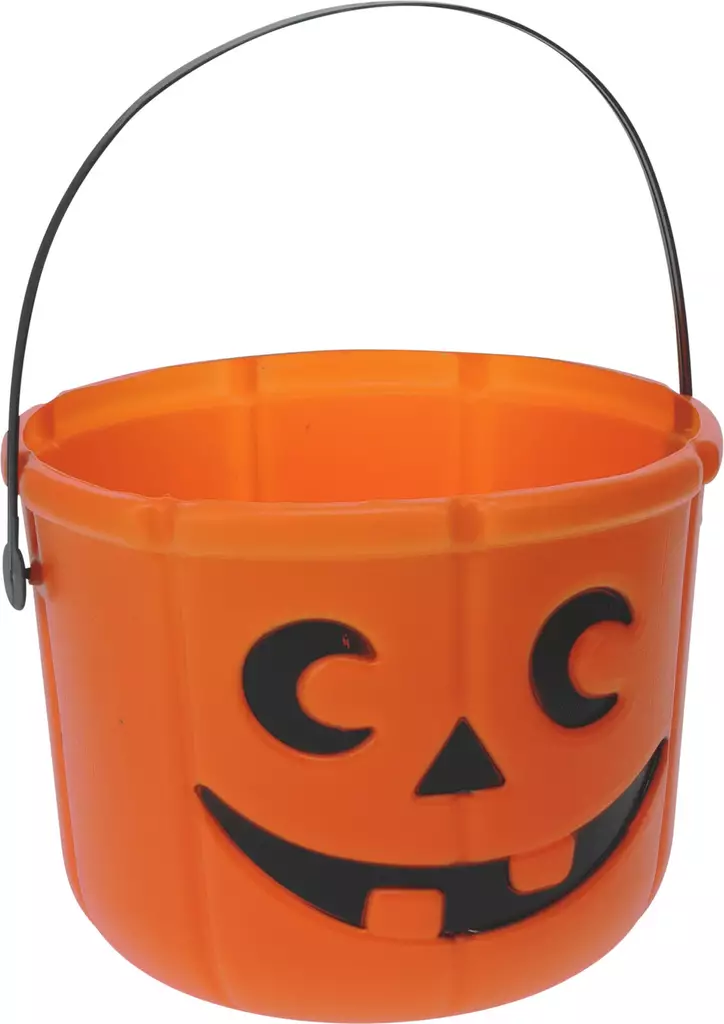 Halloween kurpitsaämpäri oranssi 18x14cm kevyt muovi musta kahva lasten karkkikori juhlaan -  - 19-19-8721037605472 - 1