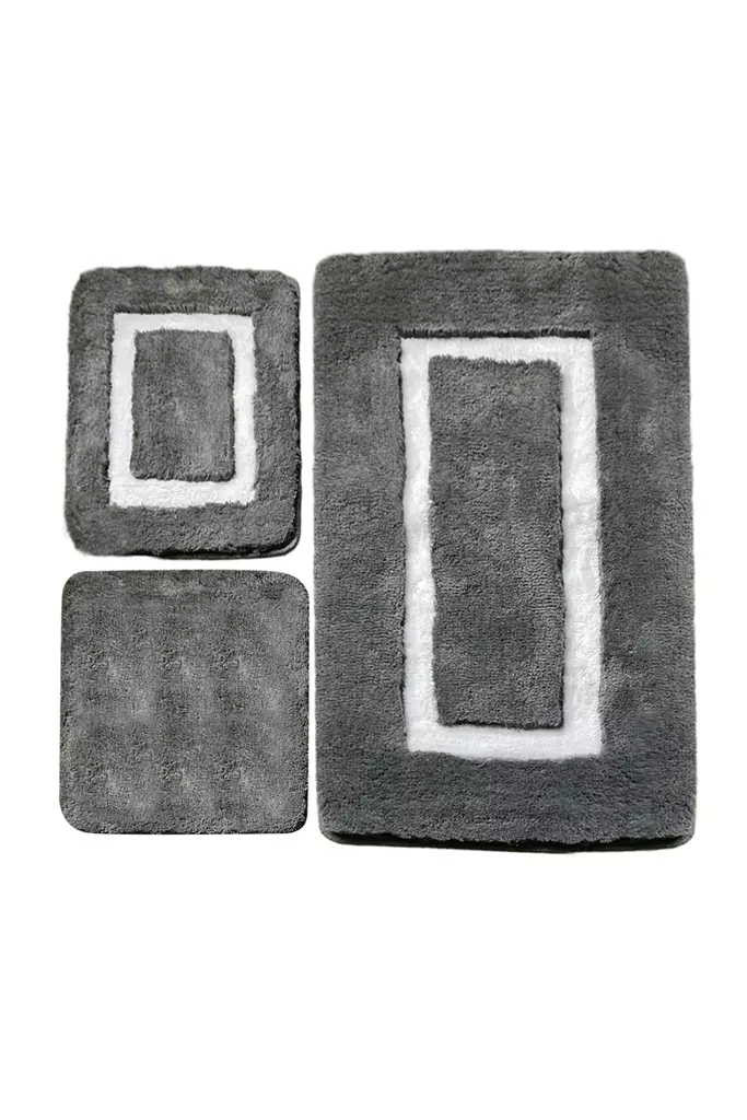 Akryylinen kylpyhuonemattosetti (3 osaa), antrasiitti, 40 x 60 cm, 50 x 60 cm, 60 x 100 cm, pehmeä, turvallinen, helppohoitoinen - Kylpyhuonematot ja kosteantilan matot - 8684282009702 - 1