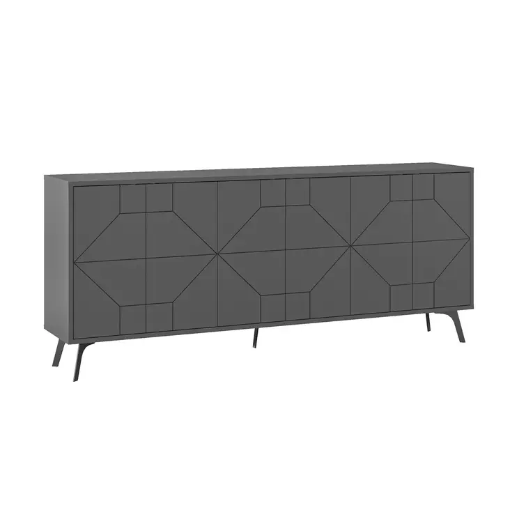 Anthracite Console - Tyylikäs ja Kestävä Huonekalu, 100% Melamiinipinnoitettu, 18mm, 183,8x77,4x35cm, Pehmeästi Sulkeutuvat Saranat - - 19-19-8683743797622 - 1