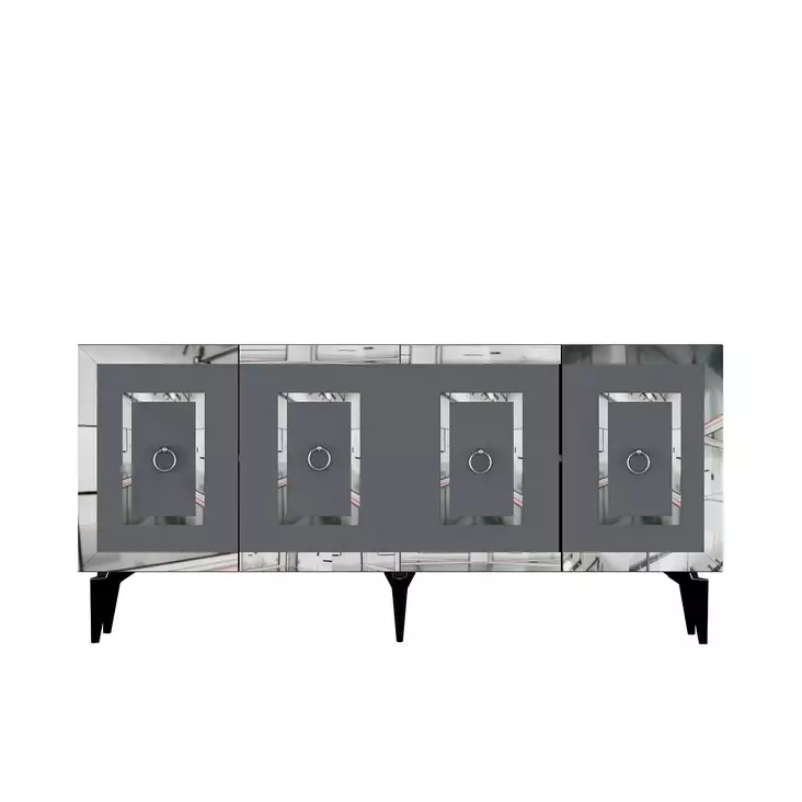 Anthrasitti Hopea Konsoli - 100% Melamiinipinnoitettu Lastulevy, 18mm, 150x40x79cm, 2 Pakettia, Moderni ja Tyylikäs -  - 19-19-8684282612582 - 1