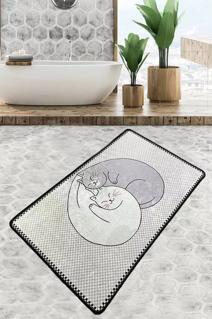 Antibakteerinen Kylpymatto 70x120 cm - Monivärinen, 100% Polyesteri, Konepestävä, Liukumaton, 10 mm Nukka - Kylpyhuonematot ja kosteantilan matot - 8683342497602 - 1