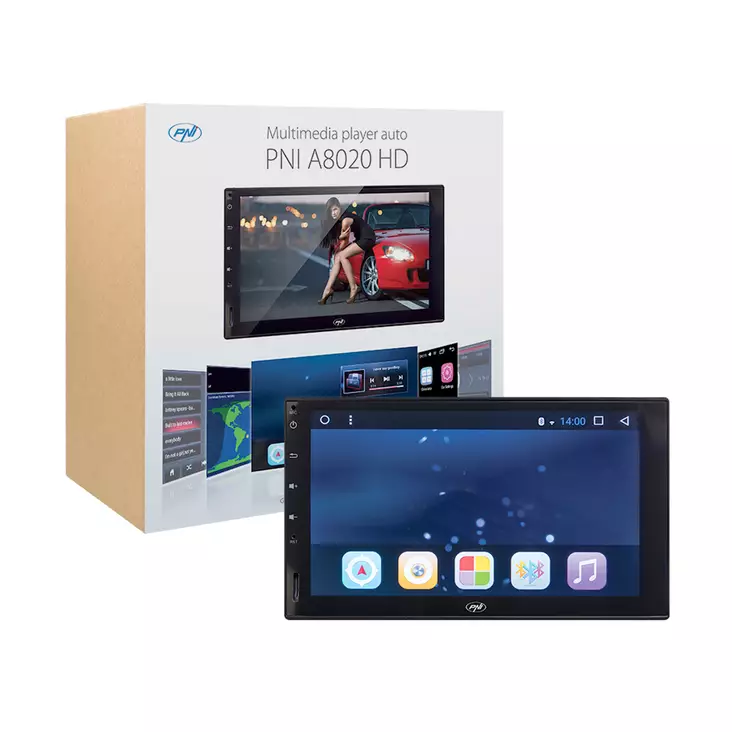Auton multimediasoitin PNI A8020 HD, GPS ja Android Bluetooth Wi-Fi 2 DIN -kiinnike ilman optista asemaa - PNI tuotteet - 5949066511882 - 1