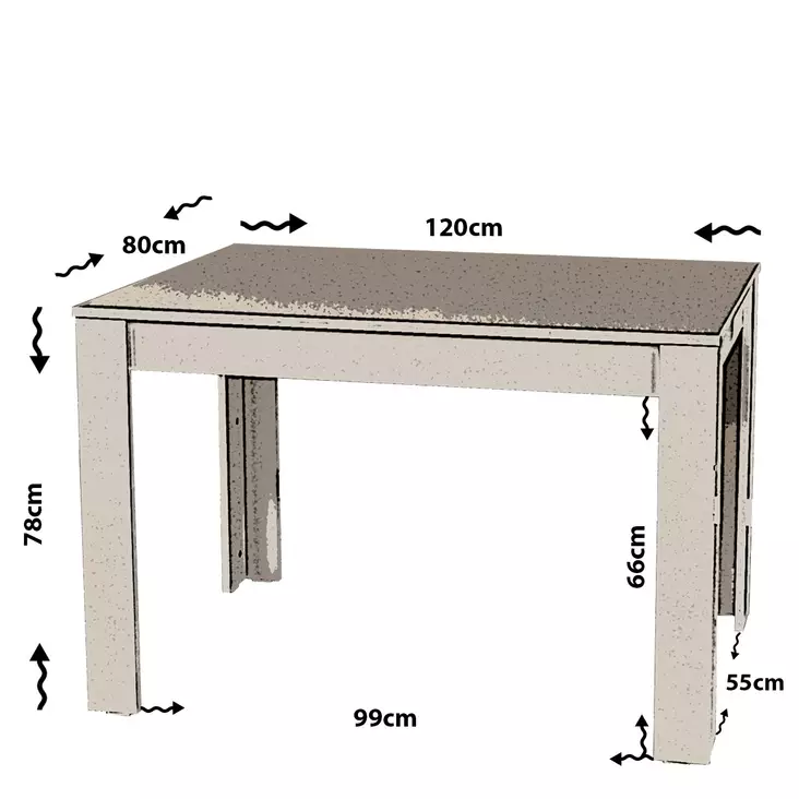 Elegantti Ruokapöytä - 100% Melamiinipinnoitettu Lastulevy, 18 mm Paksuus, 120x78x80 cm, Tammi, 1 Paketti - Ruokapöydät - 8681875037432 - 1