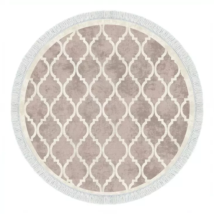 Eteisen matto käytävämatto 100x100 cm - Kermanruskea, 100% Polyesteri, Konepestävä, Liukumaton, 7 mm Korkeus, 900 g/m² - Pyöreät matot - 8682870184732 - 1