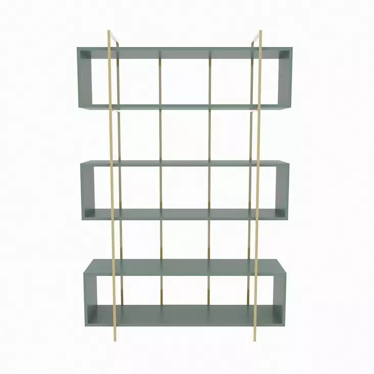 Kirjahylly - Vihreä Kulta, 100% Melamiinipinnoitettu Lastulevy, 18 mm, 120x180x29,6 cm, Yksi Paketti, Tyylikäs ja Kestävä - Kirjahyllyt - 8683743958962 - 1