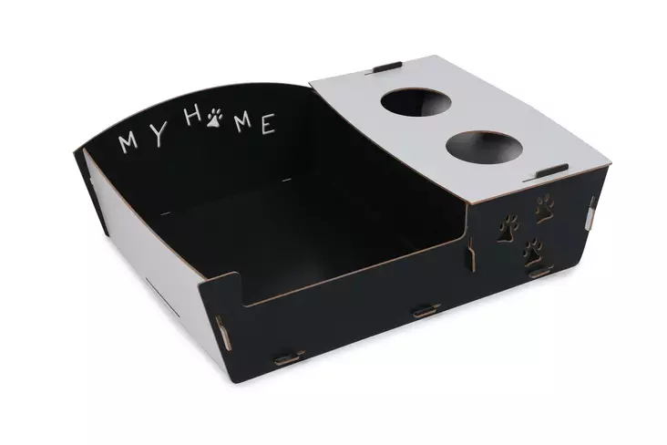 Kissanpeti MDF Musta Valkoinen 60x40x15 cm - Tyylikäs ja Mukava Kissan Lepopaikka Helposti Koottava ja Purettava - Kissan pedit - 8682870971622 - 1