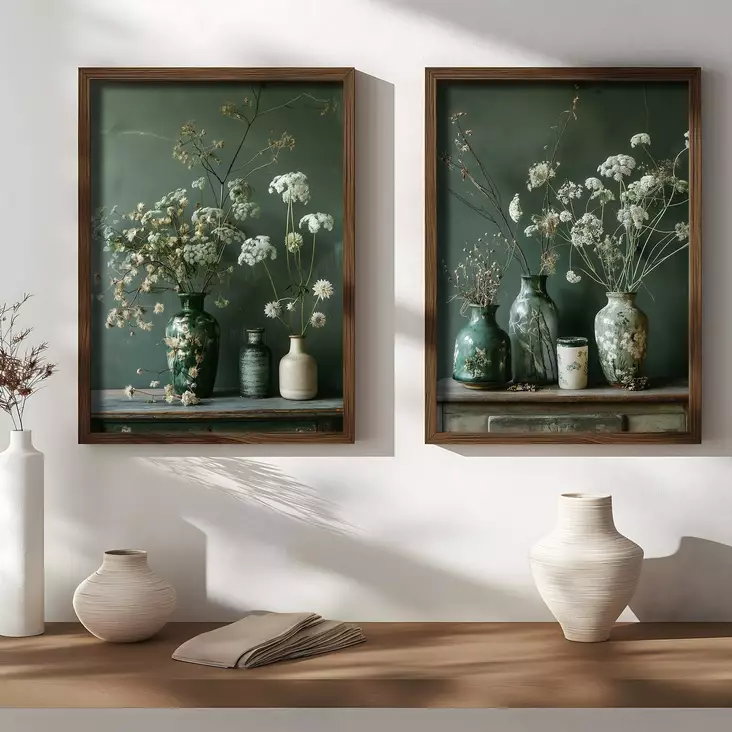 Koristeellinen Kehystetty MDF-Maalaus (2 kpl) - Monivärinen, 100% MDF, Kehys 100% Kuusi, Koko 35x47x3,5 cm - Taulut ja kehykset - 8684282617112 - 1