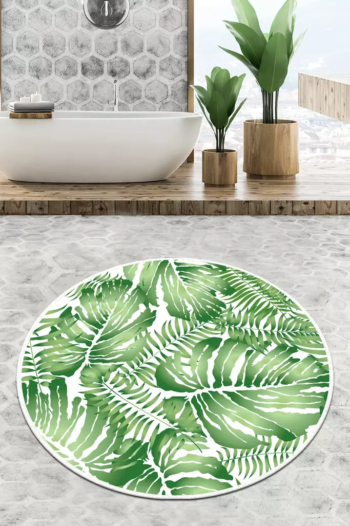 Kylpyhuonematto 120 cm, Monivärinen, 100% Polyesteri, Antibakteerinen, Liukumaton, Konepestävä, 10 mm Nukka, 700 gr/m² - Kylpyhuonematot ja kosteantilan matot - 8683342206372 - 1