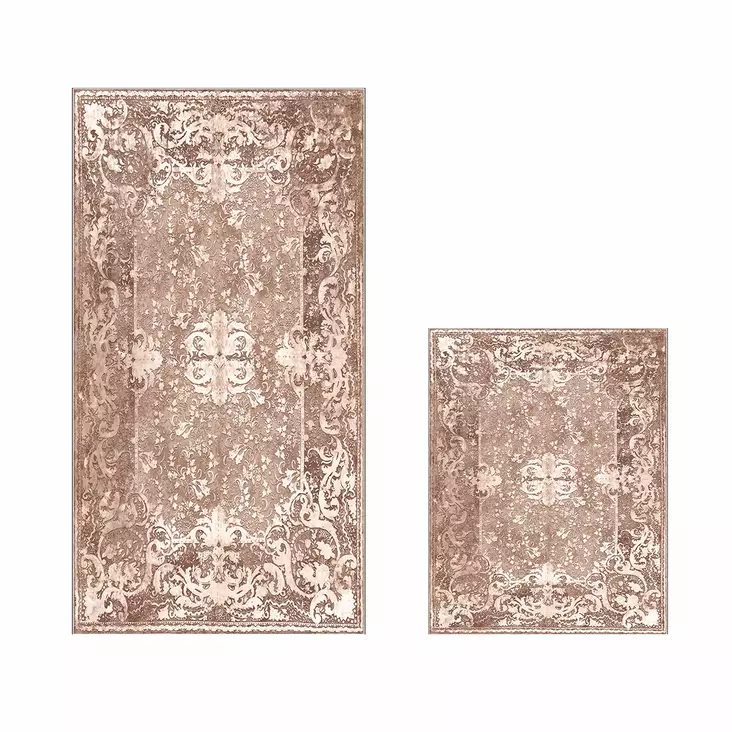 Kylpyhuonematto Setti 2 kpl - 100% Polyesteri, 850 gr/m², Liukumaton, Antibakteerinen, Konepestävä, Koko 50x60 & 60x100 cm - Kylpyhuonematot ja kosteantilan matot - 8683342421362 - 1