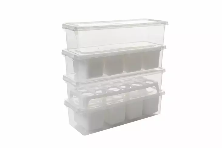 Läpinäkyvä Muovinen Säilytyslaatikko Setti (4 kpl) - Keittiötarvikkeet, BPA-vapaa, Konepesun Kestävä, Ei Mikroaaltouuniin - Eväsrasiat ja ruoansäilytysastiat - 8684282832102 - 1