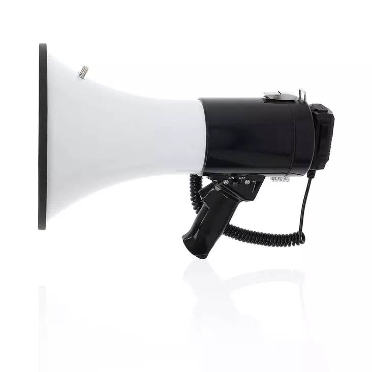 Megafoni | Valikoima avoin kenttä enintään: 1500 m | Maksimi Äänenvoimakkuuden Säätö: 120 dB | Irroitettava Mikrofoni | Sisäänrakennettu sireeni | Bluetooth® | Tallennustoiminnot | USB-toisto | Olkahihna | Musta / Valkoinen - Radiopuhelimet ja megafonit - 5412810455522 - 1