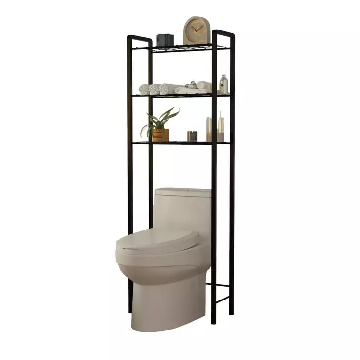 Metallinen Musta Kylpyhuonehylly - Tyylikäs ja Kestävä Säilytysratkaisu - 52x150x24 cm - Ylellinen Kylpyläkokemus - Kylpyhuonekalusteet - 8684282608332 - 1