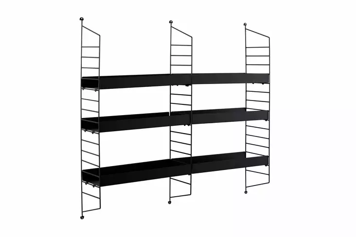 Metallinen Musta Seinä Hylly 98x21x100 cm - Tyylikäs ja Kestävä Sisustuselementti Helppoon Asennukseen - Seinähyllyt - 8684283715312 - 1