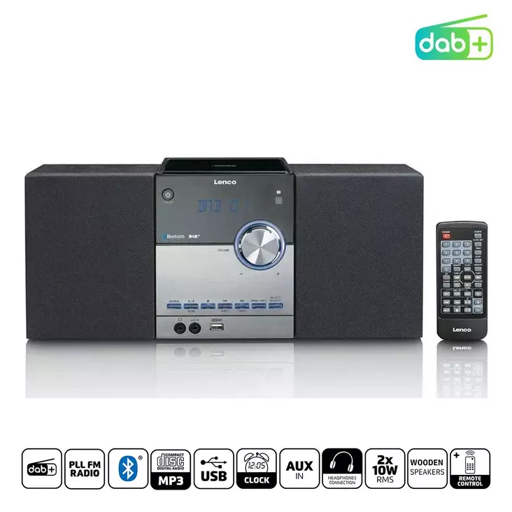 Micro-setti, jossa on DAB+/FM/CD/Bluetooth® ja USB-soitin - Musta - Radiot ja MP3/4-soittimet - 8711902039532 - 1