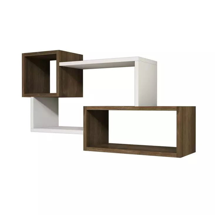 Moderni ja Tyylikäs Valkoinen Pähkinäseinähylly - 100% Melamiinipinnoitettu Lastulevy, 18mm, 90,6x51x20cm, Helppo Asennus - Huonekalut - 8681875147032 - 1