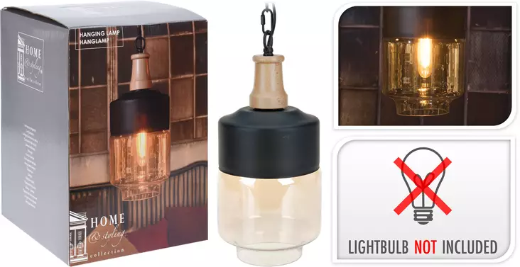 Moderni riippuvalaisin 18 x 32 cm lasia - Lamput ja loisteputket - 8711295647352 - 1