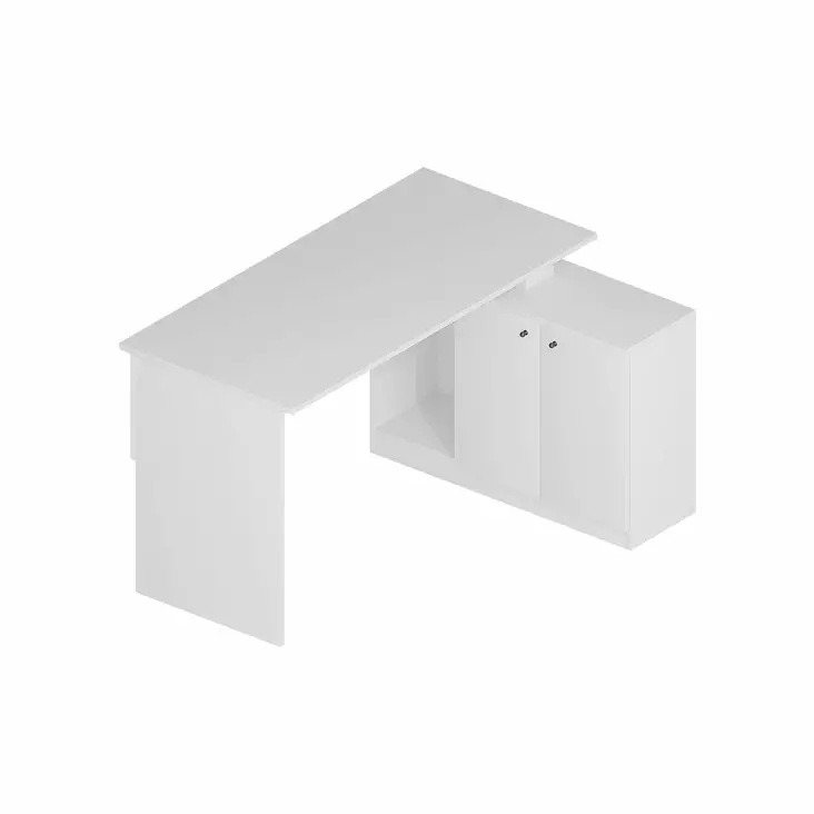 Moderni Valkoinen Opiskelupöytä - 100% Melamiinipinnoitettu Lastulevy, Useita Hyllyjä, Kiinnitettävä Seinään, 130x74x60 cm - Työpöydät - 8681181622872 - 1